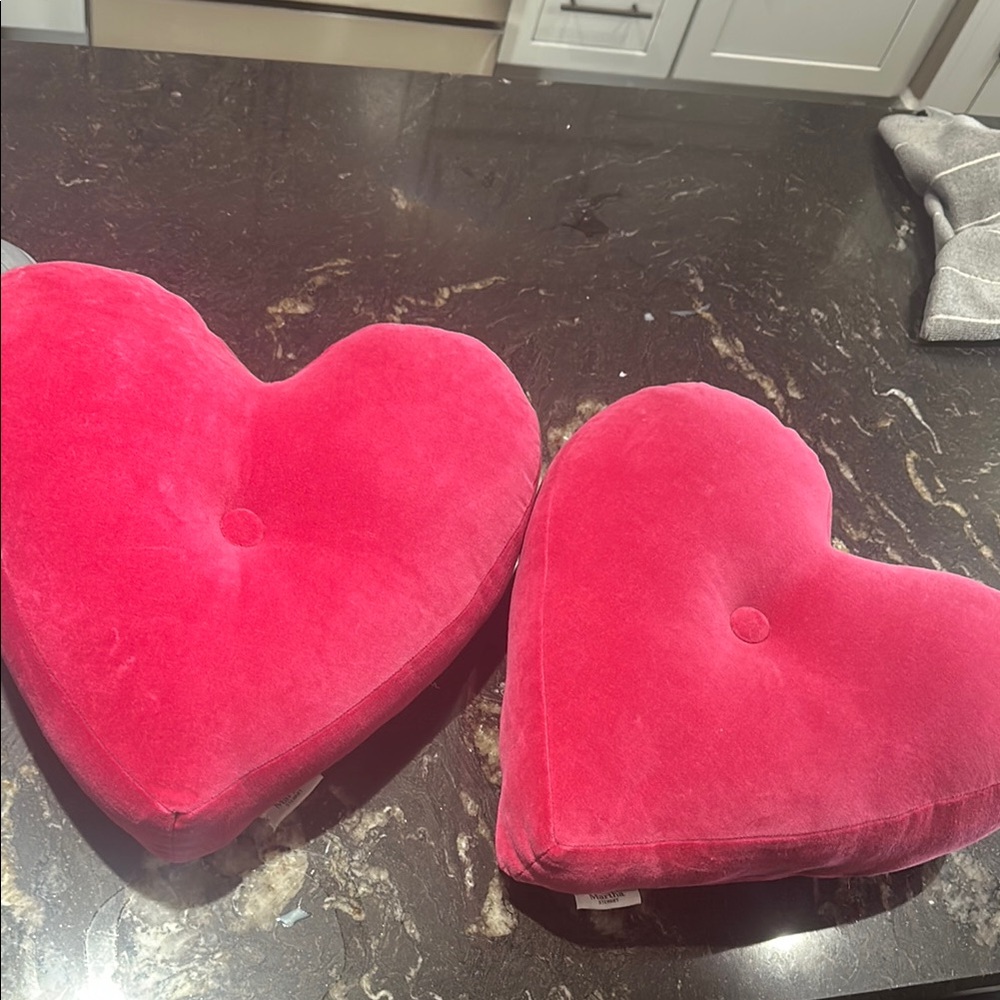 Martha Stewart Pink Heart-Shaped Velvet Pillows